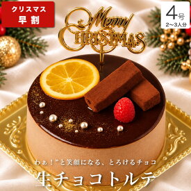 【早割P12倍 10/15まで】クリスマスケーキ 2026 送料無料 クリスマス ギフト プレゼント お取り寄せ 2人 チョコ ケーキ ホールケーキ 大人 子供 インスタ映え かわいい びっくり サプライズ 冷凍 解凍8時間【生 チョコ トルテ 4号 2-3人分】