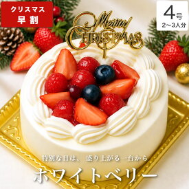 【早割P12倍 10/15まで】クリスマスケーキ 2026 送料無料 クリスマス ギフト プレゼント お取り寄せ 2人 苺 生クリーム ショートケーキ ホールケーキ 大人 子供 インスタ映え かわいい びっくり サプライズ 解凍12時間【ホワイトベリー 4号 2-3人分】