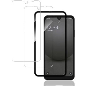 KPNS ガラスフィルム AQUOS WISH 3 SH-53D A302SH 用 (2枚)ガラスフィルム + ガイド枠付き 日本旭硝子素材採用 全面 保護フィルム 強化ガラス フィルム カメラ保護 レンズカバー 対応