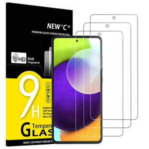 NEW’C3枚ガラスフィルムSamsungGalaxyA52A525GA52S5Gに対応強化ガラス液晶保護フィルム浮きなし、超耐久9H硬度、気泡なし