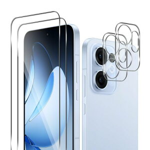 【4枚入り】ForOPPOReno13Aガラスフィルム(2枚)+カメラ保護(2枚)指紋防止オッポReno13Aフィルムsalywin9H硬度衝撃吸収透明感良し撥水撥油気泡ゼロ飛散防止画面保護+レンズカバー