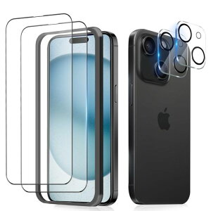 �Ή�iPhone15Plus�p�K���X�t�B�����S�ʕی�(2��)+�J�����t�B����(2��)�A�C�t�H��15�v���X�p�ی�t�B����iphone15Plus�p�����K���X�t�B�����y�����ߗ�/�K�C�h�g�t��/�d�x9H/�ϏՌ��z