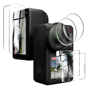 �Ή� DJI Osmo Action 4 �C����ʗp2��+�T�u��ʗp2�� �X�N���[���K���X�t�B���� + 2�� DJI Osmo Action 4 �J���� �t�B���� �����K���X �t���ی�t�B���� Action 4 �Ή� ��p�t�B���� ����0.33mm