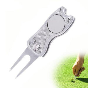 YFFSFDCゴルフフォーク折りたたみ式ゴルフフォーク修理フォーク持ち運び便利亜鉛合金ゴルフ用品アクセサリー贈り物1個入り(シルバー)