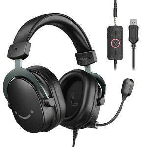 FIFINE �Q�[�~���O�w�b�h�Z�b�g 3.5mm/USB�L���ڑ� PC/�X�}�z/Switch/PS4/PS5�ɑΉ� �z�M/�����p �� H9