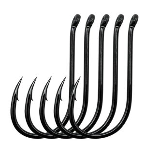 9KM DWLIFE管付チヌフック(黒) 100本 ワームソフトベイトフック 高炭素鋼 OCTOPUS くちばしフック カープ 釣りジギングフック バーブ付き チヌ針 1#