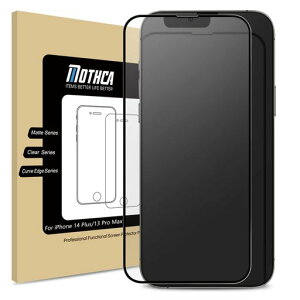 Mothcaアンチグレア強化ガラスiPhone14Plus/iPhone13ProMax対応全面保護ガラスフィルム反射防止指紋防止黒縁あり強化ガラスフィルムサラサラ高感度タッチゲームフィルムガイド枠付き液晶