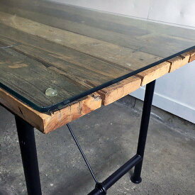 古材 ダイニングテーブル天板-1500 ＋ガラスset / ヴィンテージ オールドウッド DIY おしゃれ オリジナルテーブル 送料無料(IFN-82g)