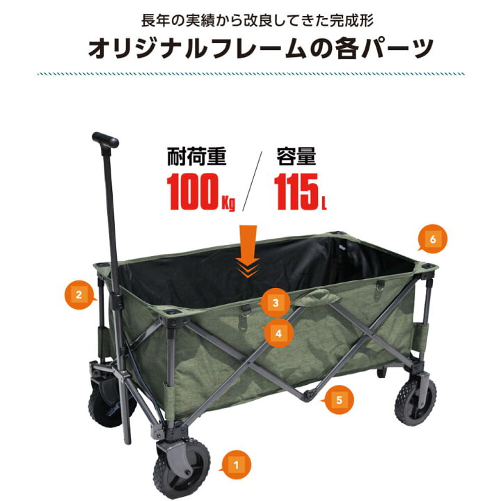 楽天市場】【25年の実績】アウトドアワゴン キャリーワゴン 耐荷重 