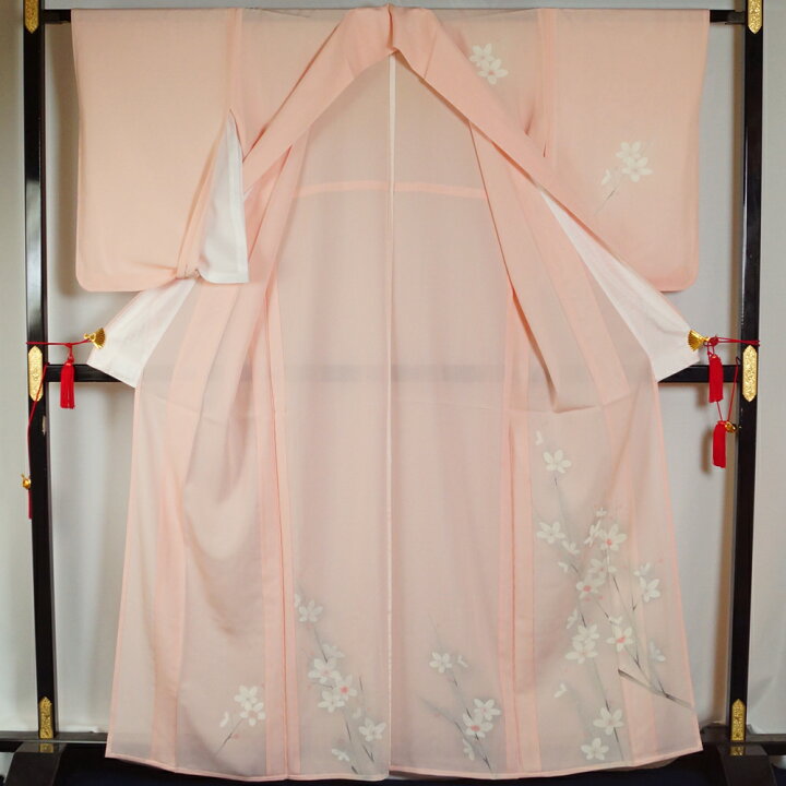 楽天市場】夏物 絽 付下げ訪問着 撒き糊ぼかしに枝花模様 丸に沢瀉紋 