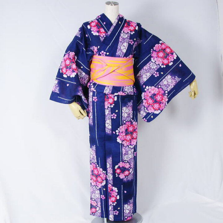 楽天市場】浴衣 単品 新品 【3】 プレタ浴衣 【藍×お花】 【リサイクル 