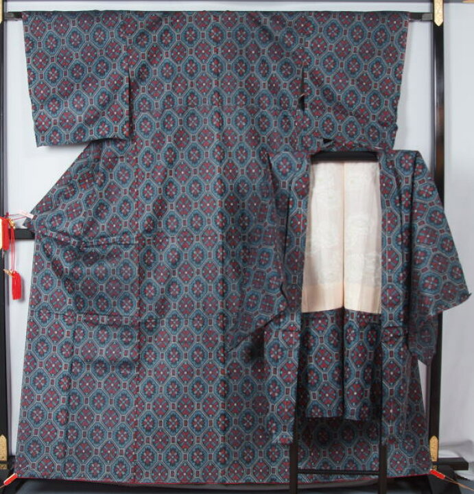 楽天市場】未使用品 紬 アンサンブル 蜀江柄 【中古】【紬 紬の着物 