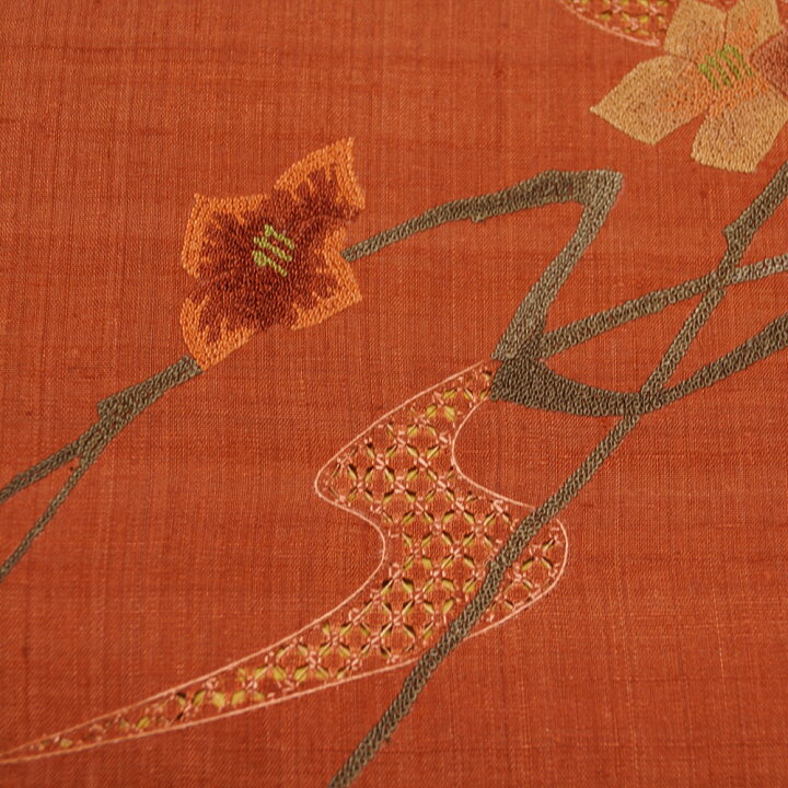 楽天市場】名古屋帯 未使用品 流水に枝花模様 スワトウ・相良刺繍 紬地 