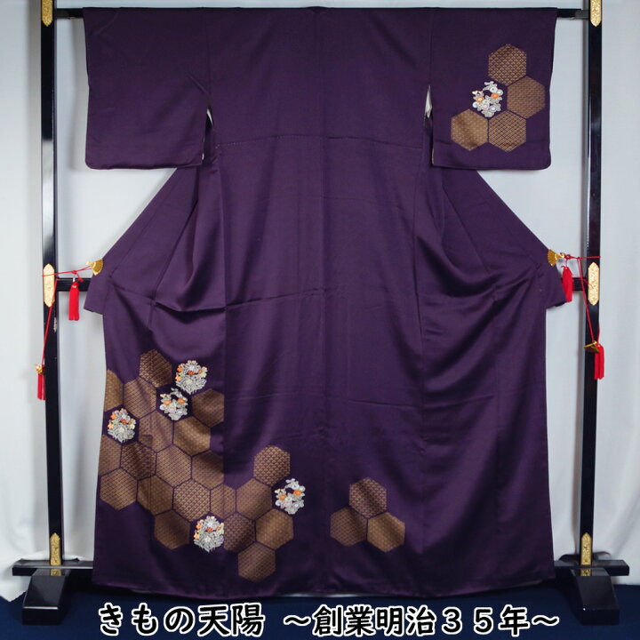 楽天市場】【スーパーセールP5倍】 付下げ訪問着 亀甲に刺繍の花紋 