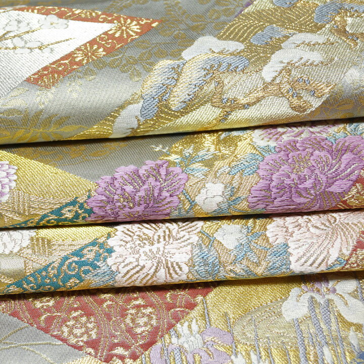 楽天市場】袋帯 じゅらく帝王紫 短冊に春秋百花・吉祥模様 帝王紫 金糸  