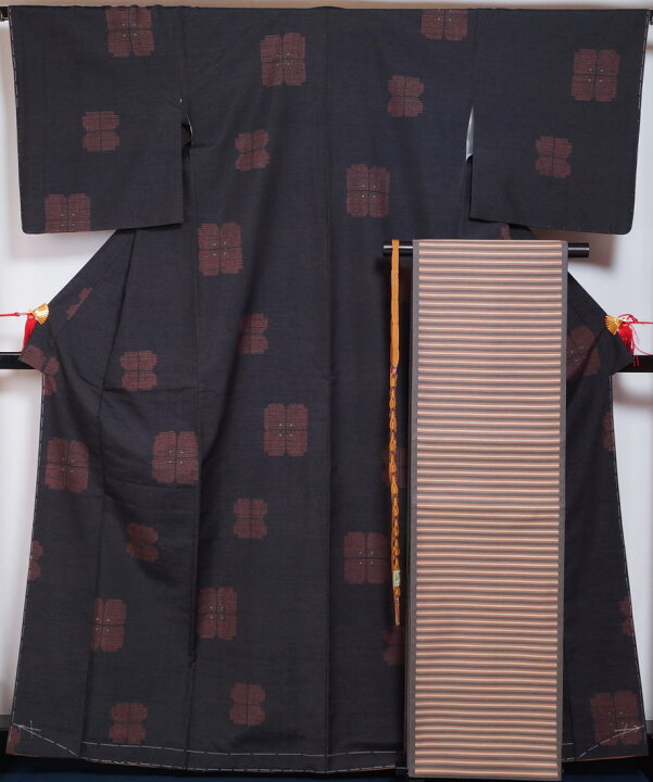 楽天市場】着物セット 新古品 結城紬・洒落袋帯・帯締め 3点 セット  
