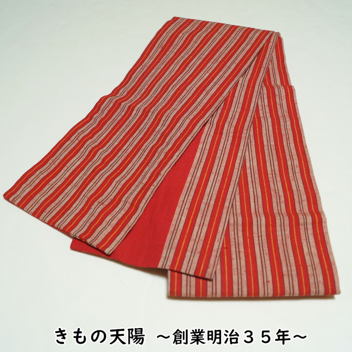 楽天市場】小袋帯 唐桟 縞模様 赤色系 綿 全通 半幅帯 四寸帯 半巾帯 