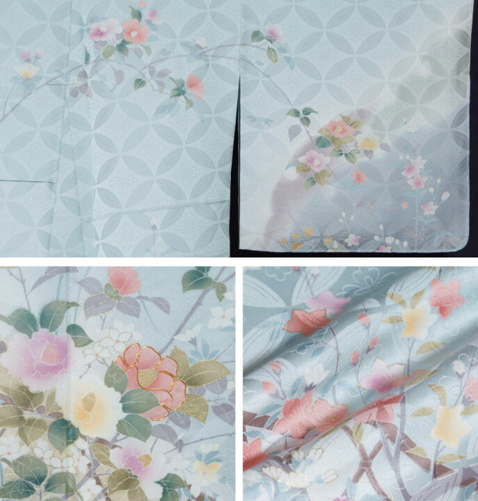 【Fashion THE SALE! 割引品】 訪問着 新品手縫仕立て上がり品 花垣模様 裄長サイズ・トールサイズ 正絹 付下げ訪問着 【送料無料】【リサイクル 訪問着 リサイクル着物 仕立て上がり 結婚式 訪問着 購入 販売 付下げ 付け下げ 】 リサイクルきもの天陽 名古屋帯 美品 逸品 落款あり 羽田登 笹 流水 水色 正絹 中古