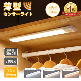【楽天R100冠達成！】センサーライト 室内 充電式 30cm led 人感センサーライト USB 屋内 足元灯 常夜灯 ナイトライト 玄関 クローゼット 照明 感知式 マグネット 磁石 非常灯 明暗センサー