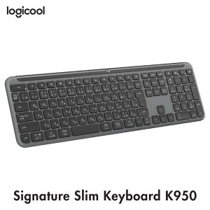 ● Logicool SIGNATURE SLIM ワイヤレス キーボード K950GR 薄型 静かなタイピング Bluetooth Logi Bolt ワイヤレスキーボード テンキー 無線 Easy-Switch 日本語配列 電池寿命36ケ月 グラファイト ロジクール