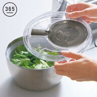 ● 365methods ステンレスサラダスピナー 3L シルバー サラダスピナー 野菜水切り器 ステンレスボウル 抗…