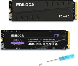  Ediloca EN855 SSD q[gVNt 2TB PCIe Gen4x4 NVMe M.2 2280 PS5mFς őǍ: 7400MB/s ő发F6800MB/s 3D NAND TLC SSD DRAM LbV