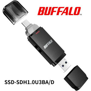 �� BUFFALO �|�[�^�u�� SSD-SDH1.0U3BA/D USB 3.2(Gen2) Type-C/Type-A���Ή� �X�e�B�b�N�^SSD �����^�C�v 1TB �o�b�t�@���[