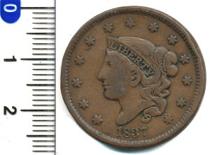 アメリカ 1セント(コロネット) 1837 VF 【寺島コイン】