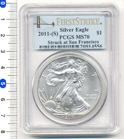 アメリカ　1ドル銀貨（ウォーキングリバティ/イーグル）　2011-S　MS70（FIRST STRIKE）　[ PCGS ]　【寺島コイン】