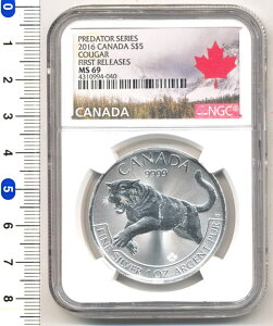 カナダ　1オンス銀貨（クーガー）　2016　MS69　FIRST RELEASES　[ NGC ]　【寺島コイン】