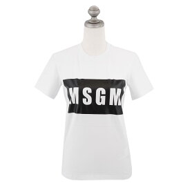 MSGM エムエスジーエム Tシャツ ロゴプリント MDM95 2641 195296 T-SHIRT レディース 女性 カットソー クルーネック 半袖Tシャツ 丸首 ロゴ WHITE ホワイト