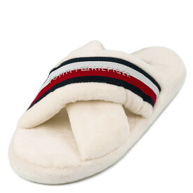 TOMMY HILFIGER トミーヒルフィガー サンダル 2023年春夏新作 FW0FW06888YBL COMFY HOME SLIPPERS WITH STRAPS レディース 女性 スリッパ ボア ECRU ホワイト