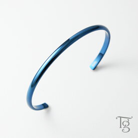 バングル メンズ ステンレス 刻印 シンプル 甲丸 つけっぱなし 金属アレルギー対応 ブレスレット ブルー【gbsg13bl】