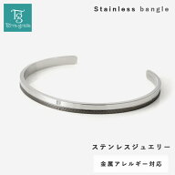 バングル メンズ ステンレス 刻印無料 つけっぱなし キュービックジルコニア 格子柄 シンプル おしゃれ …