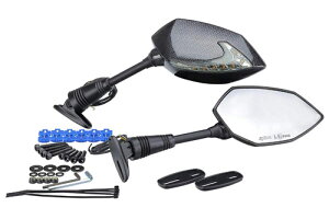 キジマ KIJIMA TECH06 カウルミラー&LEDウインカー 左右セット カウル取付タイプ 20mmロング カーボンルック 203-8078