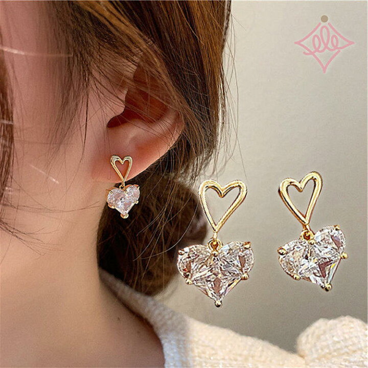 楽天市場 ピアス 小ぶり ハート 可愛い 小さめ 小さい おしゃれ 揺れる キラキラ レディース 流行り メタル ストーン ジルコニ シルバー925 大学生 ファッション 韓国 デイリー カジュアル お呼ばれ パーティ ギフト 大人 結婚式 オフィス テラス1221