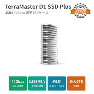 �yUSB4�E40Gbps�zTerraMaster D1 SSD Plus �|�[�^�u��SSD�P�[�X �ő�3853MB/s Thunderbolt 5/4�Ή� Mac�EWindows�Ή� �����o�b�N�A�b�v�iSSD�ʔ��j