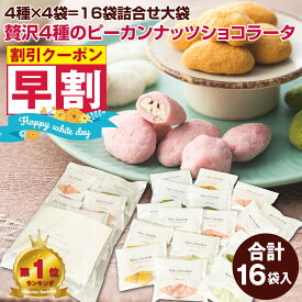 ホワイトデー 2026 ギフト お菓子 ピーカンナッツ ショコラータ4種 16袋 詰め合わせ 小分け 義理 お返し 大量 ばらまき お配り用 ナッツ チョコ 苺 いちご 抹茶 チョコレート菓子 日持ち 個包装 ナッツチョコレート ホワイトチョコ 豆菓子 送料無料 プレゼント 手土産
