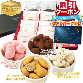 父の日 ギフト カード付き ナッツチョコ 贈答用 お菓子 スイーツ プレゼント 詰め合わせ チョコ ミックスナッツ チョコレート 菓子 コーティング 送料無料 父の日 2026 美味しいお菓子 感謝 お礼 個包装 小分け おしゃれ 手土産 アーモンド ピーカンナッツ キャラメル いちご