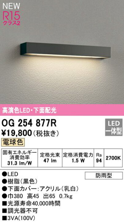 高品質新品 OG254876R エクステリア LED表札灯 高演色R15 クラス2 下面配光 電球色 非調光 防雨型 オーデリック 照明器具 表札灯 門柱灯 屋外用8,929円 gucmp.ru