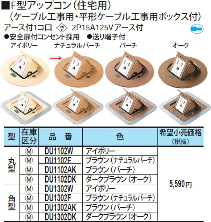 楽天市場】DU1102F パナソニック 床用配線器具・電材 F型アップコン丸 