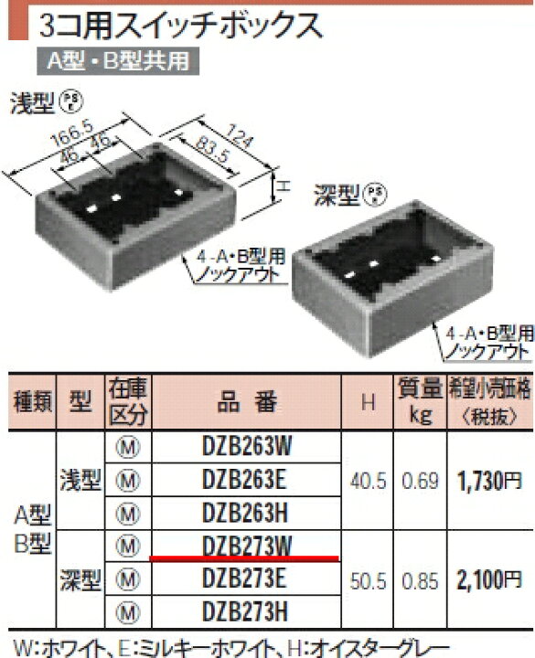楽天市場】[即日出荷] DZB273W パナソニック メタモール 3コ用 
