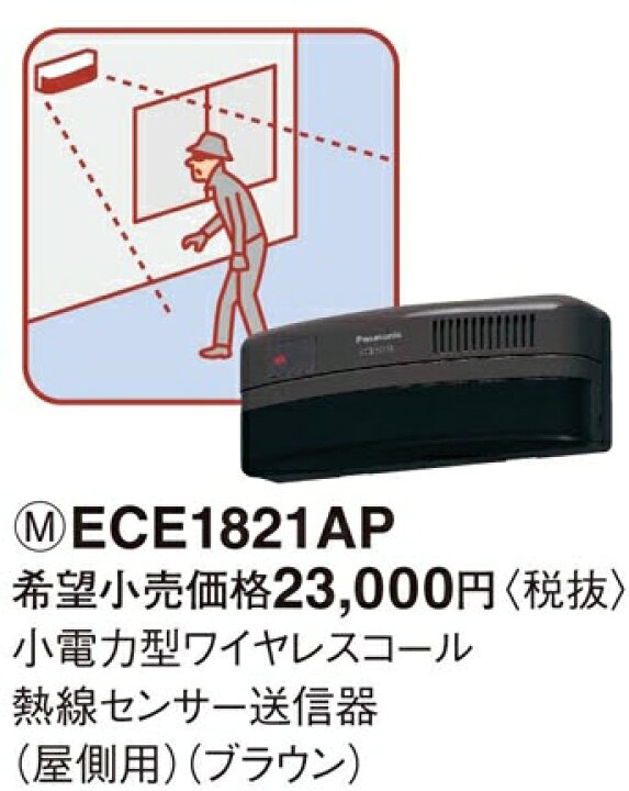 ECE1821AP パナソニック 小電力型 ワイヤレスコール 熱線センサー送信器 （防雨形）（屋側用）（ブラウン） 照明器具の専門店  てるくにでんき