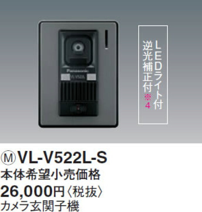 爆買】Panasonic カラーカメラ玄関子機 VL-V522L-S 保証書・取扱説明書  