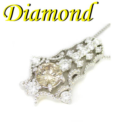 【送料無料】 ◆ K18 ホワイトゴールド デザイン ペンダント＆ネックレス ダイヤモンド 1.32ct(1-1910-02005 ZDZ)