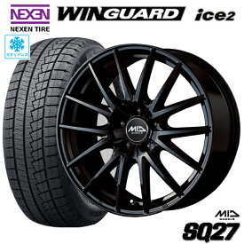 スタッドレスタイヤ 2025年製 215/60R16 NEXEN WINGUARD ice2 ネクセン ウィンガード アイス2 MID SQ27 マルカ SQ27 6.5-16 5/114.3 +48 メタリックブラック CX-3 ヴェゼル タイヤ付ホイール4本セット