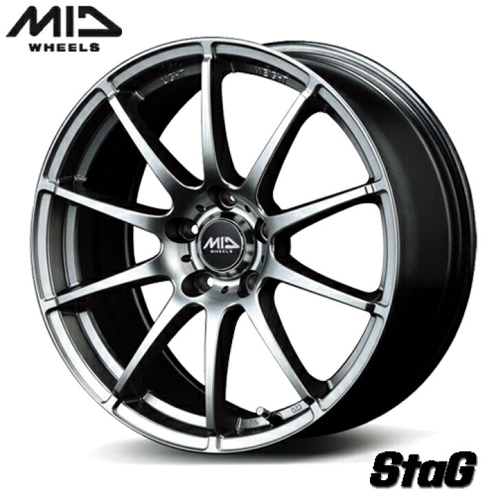 楽天市場】アルミホイール R14球面ボルト専用 MID StaG 7.00-18 5 