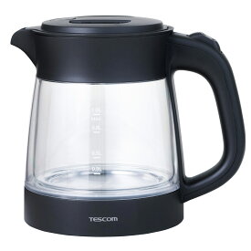 【新製品】 電気ケトル ガラスケトル テスコム 公式店 おしゃれ ガラス製 1L 洗える 透明 二重構造 軽量 湯沸かしケトル 湯沸かし 湯沸かし器 転倒流水防止機能 1.0L 黒 かわいい TKG45A-K 日本メーカー プレゼント ギフト