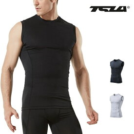 (テスラ)TESLA メンズ スリーブレス ラウンドネック スポーツシャツ [UVカット・吸汗速乾] コンプレッションウェア パワーストレッチ アンダーウェア MUA05