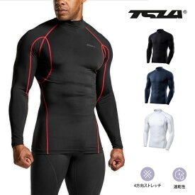 [TESLA] テスラ スポーツシャツ インナー メンズ ハイネック 長袖 シャツ UVカット 吸汗速乾 コンプレッションウェア 加圧 シャツ ゴルフウェア MUT12